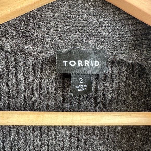 Torrid Gray Knit Open Front Wool Blend Cardigan Women’s Size 2X - Picture 6 of 8